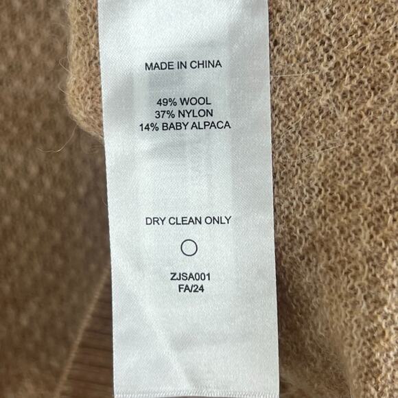 Quince Wool Sweater Women's L Brown Camel Baby Alpaca-Wool Diamond Stitch Crew - Picture 5 of 8